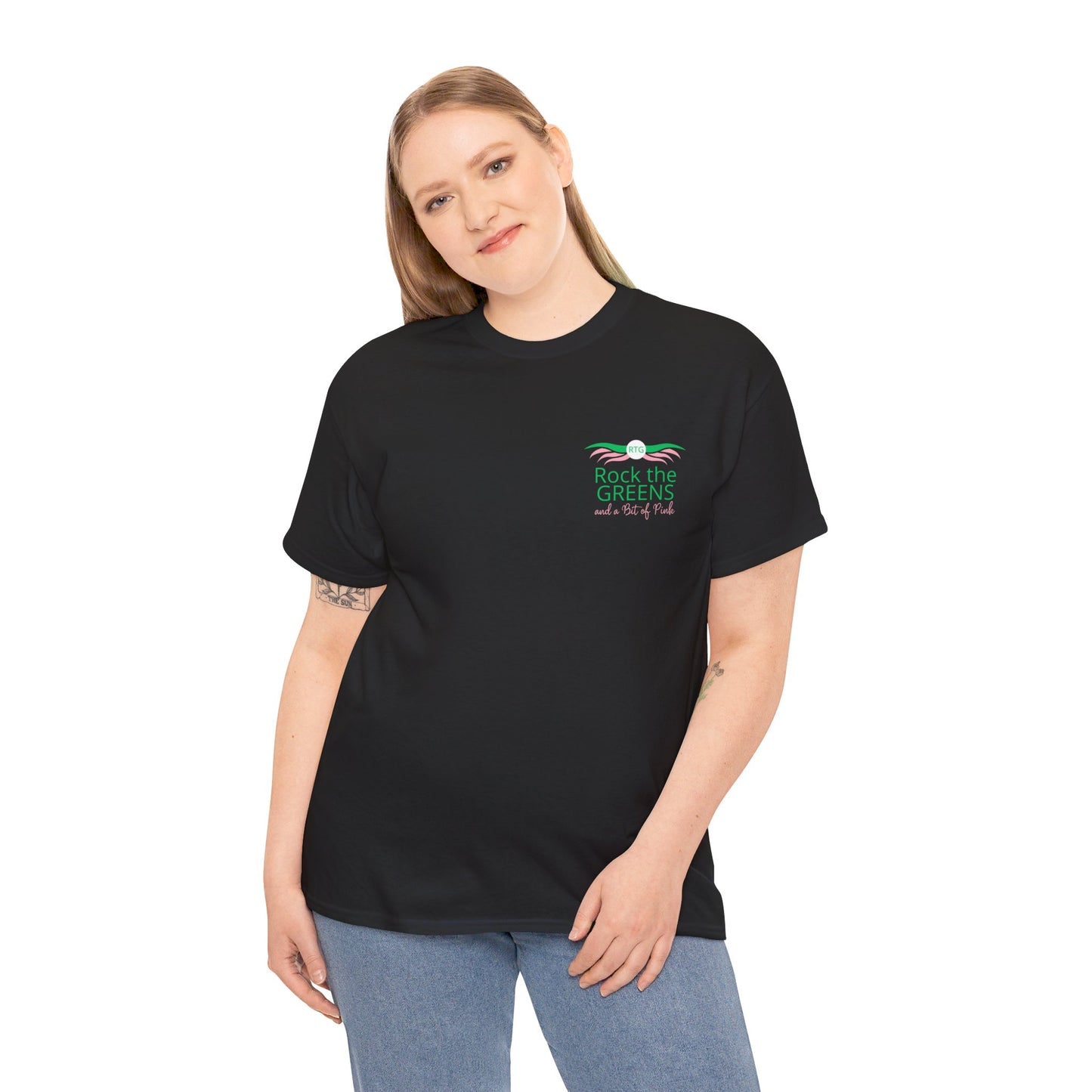 Heavy Cotton Tee - Rock the Greens and a Bit of Pink
