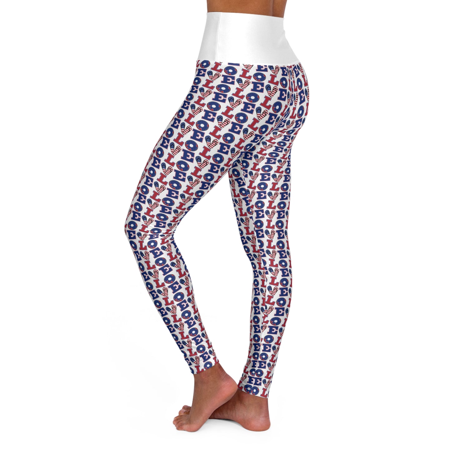 High Waisted Yoga Leggings White - LOVE Textured