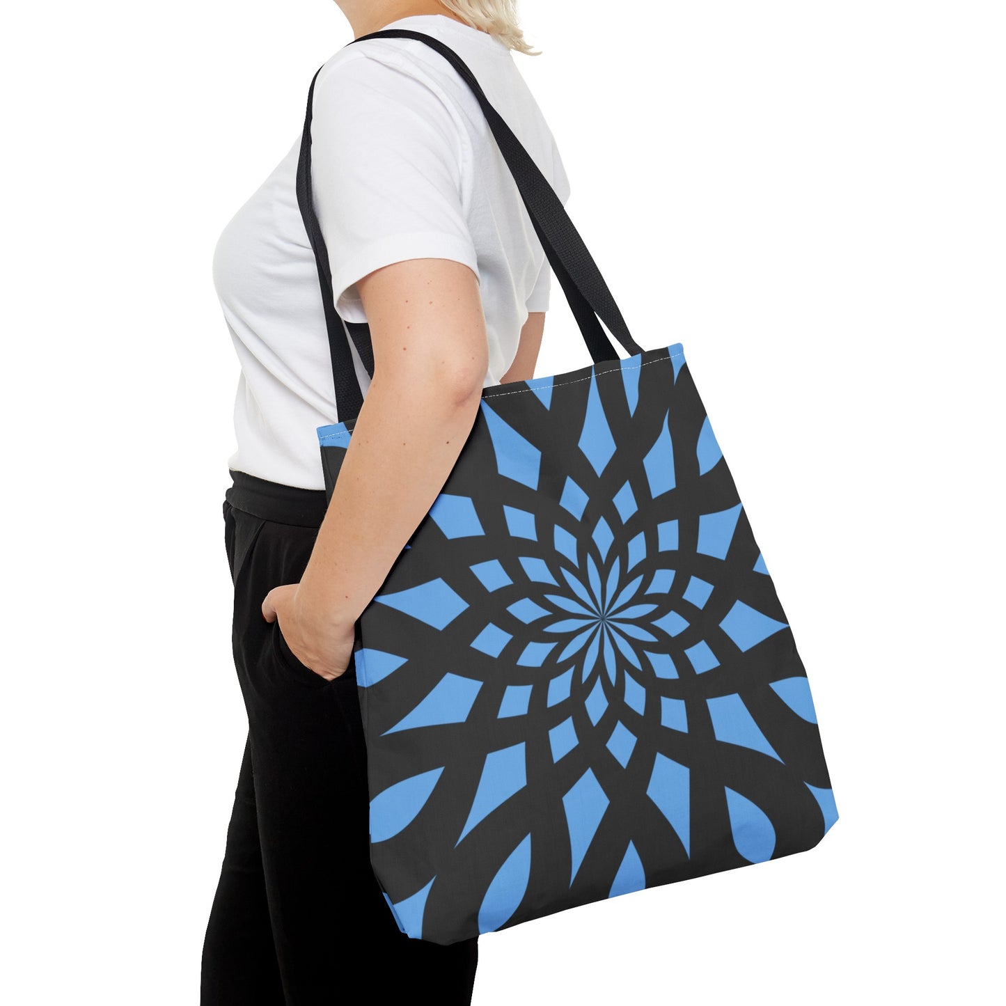 Tote Bag Mandala black-light blue - Made in USA - Free Shipping