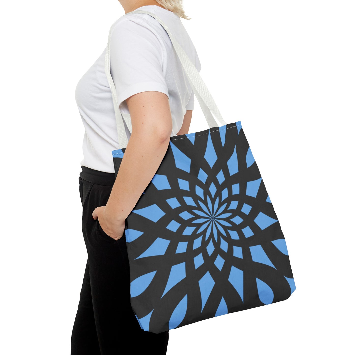 Tote Bag Mandala black-light blue - Made in USA - Free Shipping