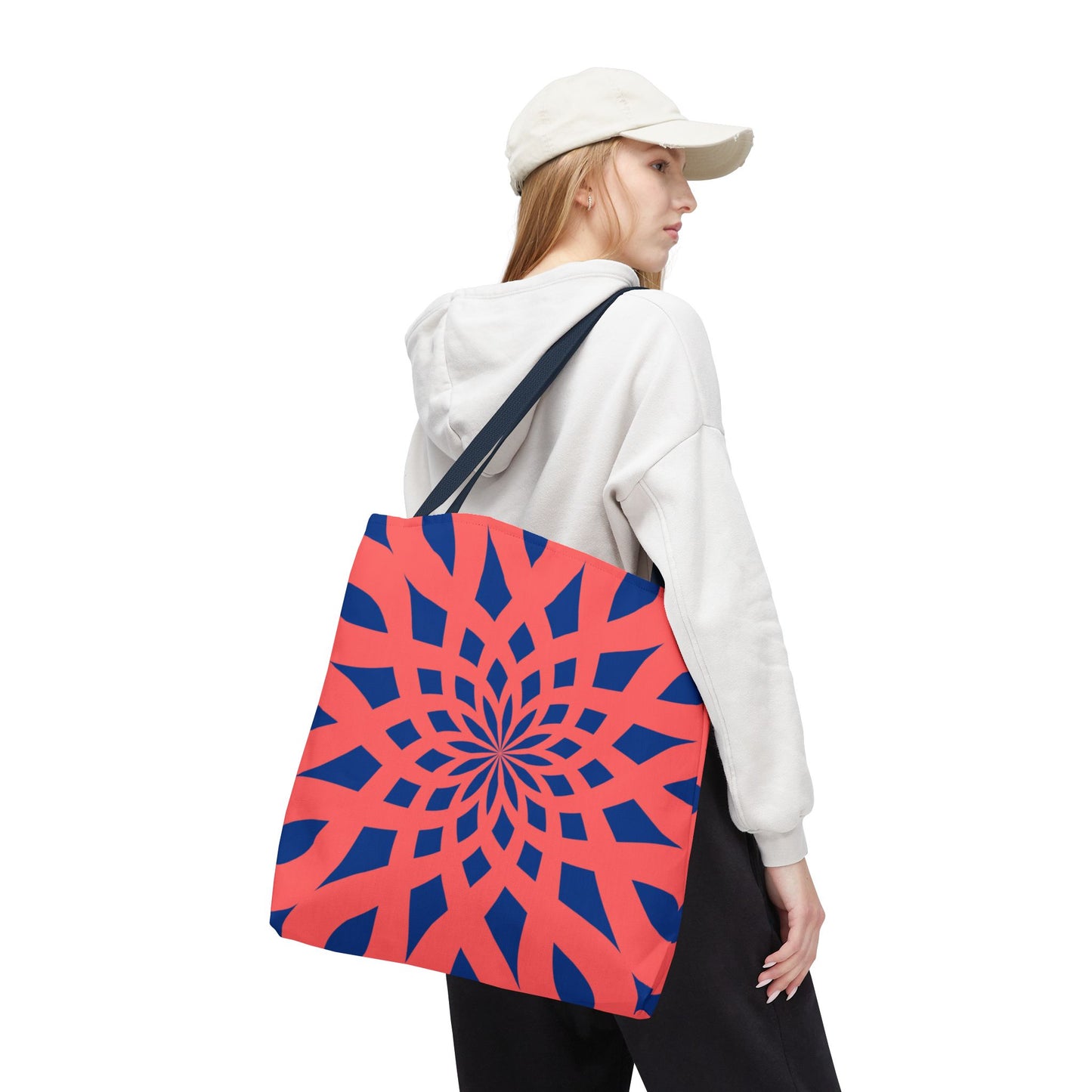 Tote Bag Mandala red-dark blue - Made in USA - Free Shipping