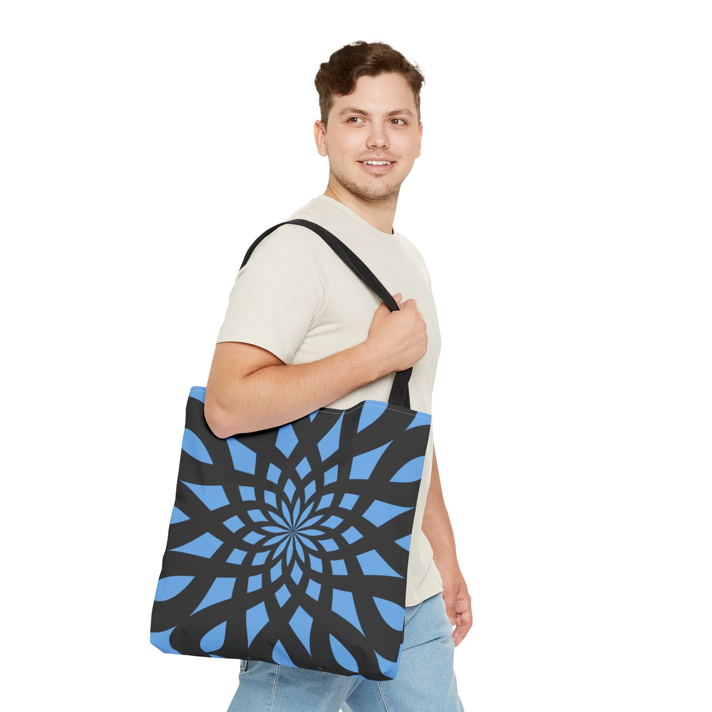 Tote Bag Mandala black-light blue - Made in USA - Free Shipping