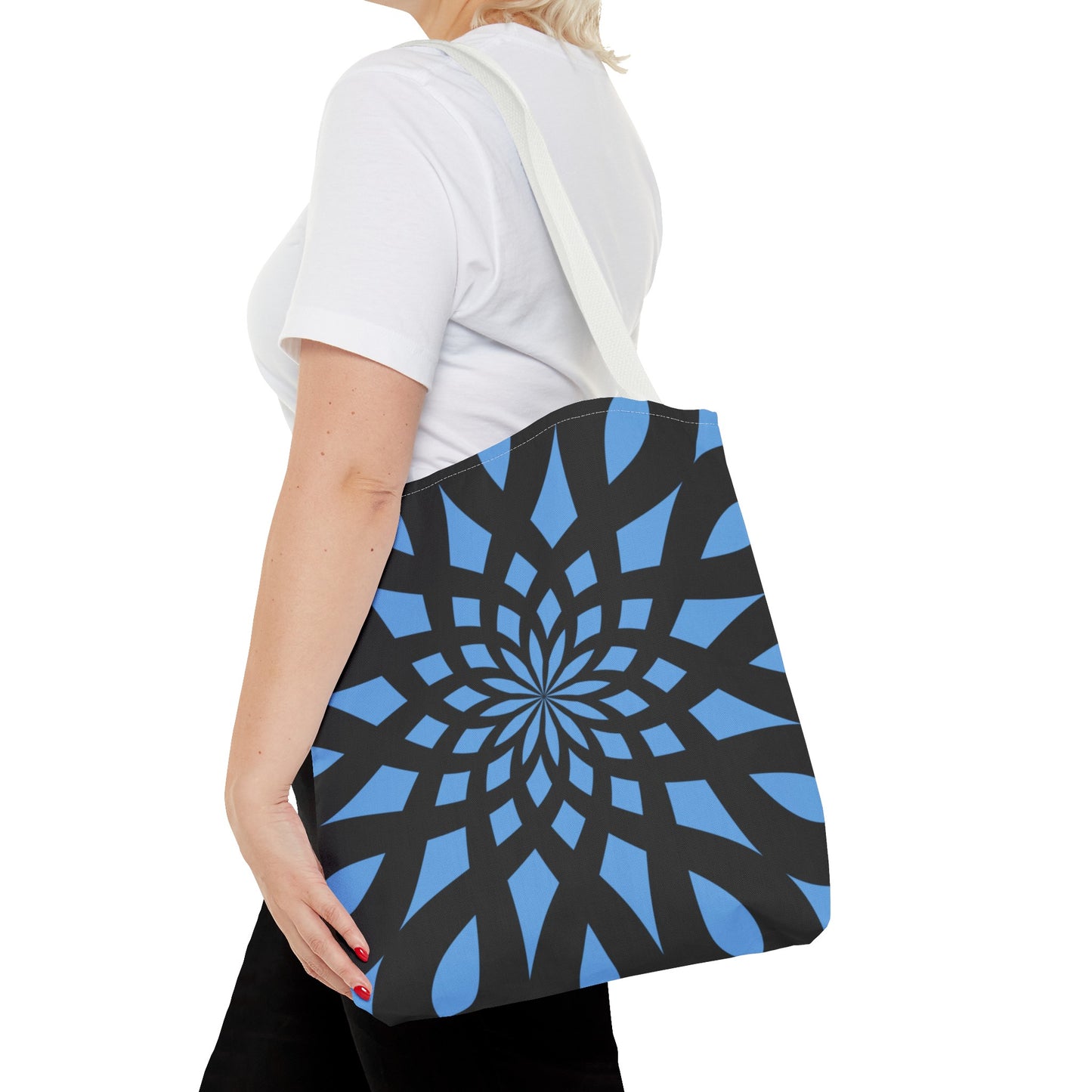 Tote Bag Mandala black-light blue - Made in USA - Free Shipping