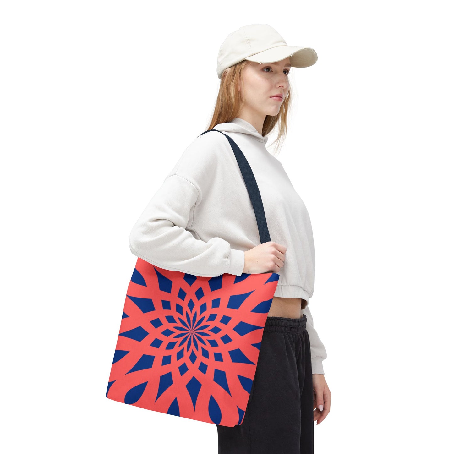 Tote Bag Mandala red-dark blue - Made in USA - Free Shipping