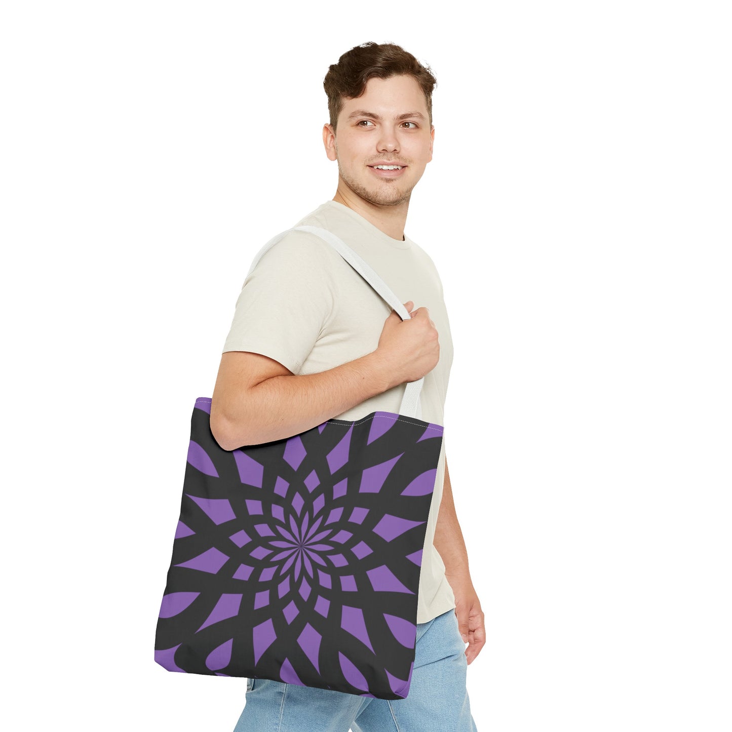 Tote Bag Mandala black-light purple - Made in USA - Free Shipping