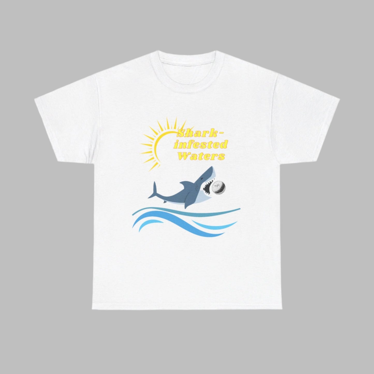 Shark Infested Waters Tee Heavy Cotton Golf T-Shirt