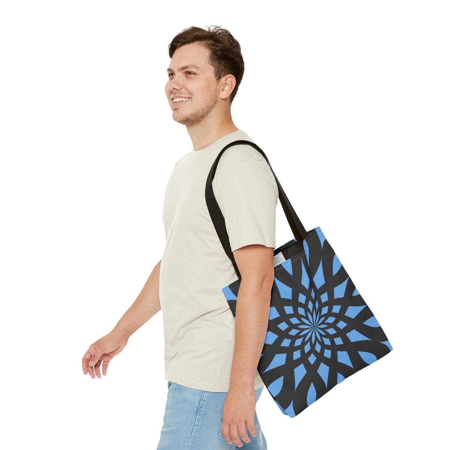 Tote Bag Mandala black-light blue - Made in USA - Free Shipping
