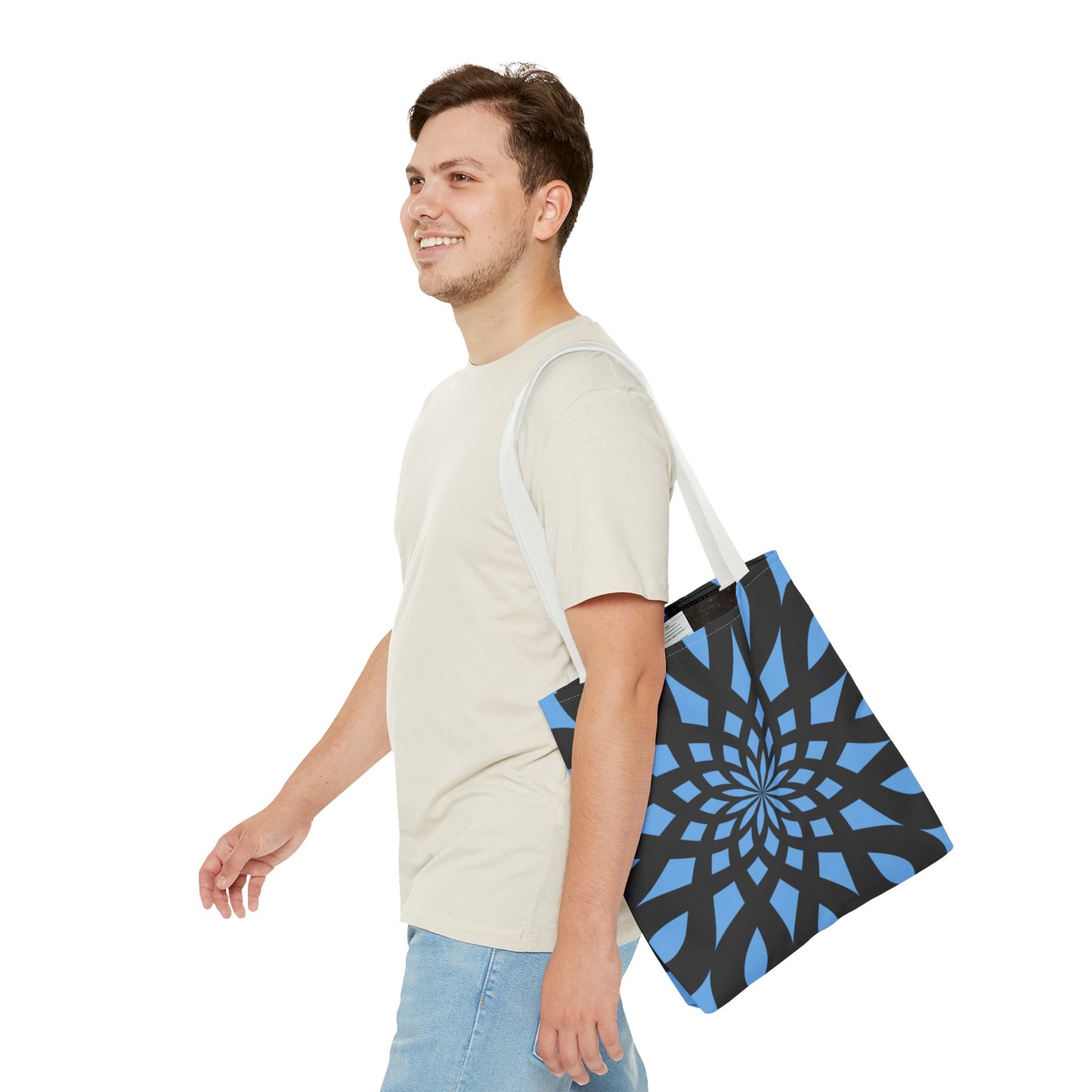 Tote Bag Mandala black-light blue - Made in USA - Free Shipping