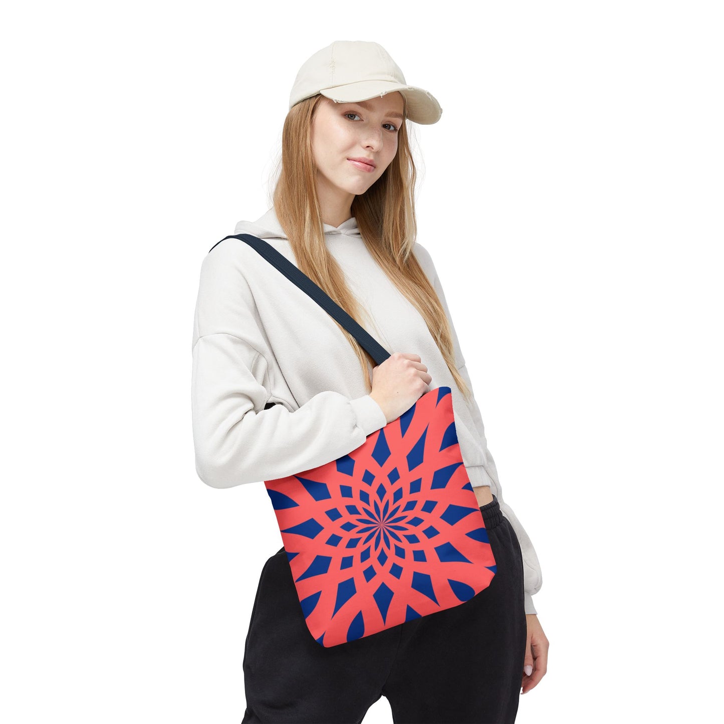 Tote Bag Mandala red-dark blue - Made in USA - Free Shipping
