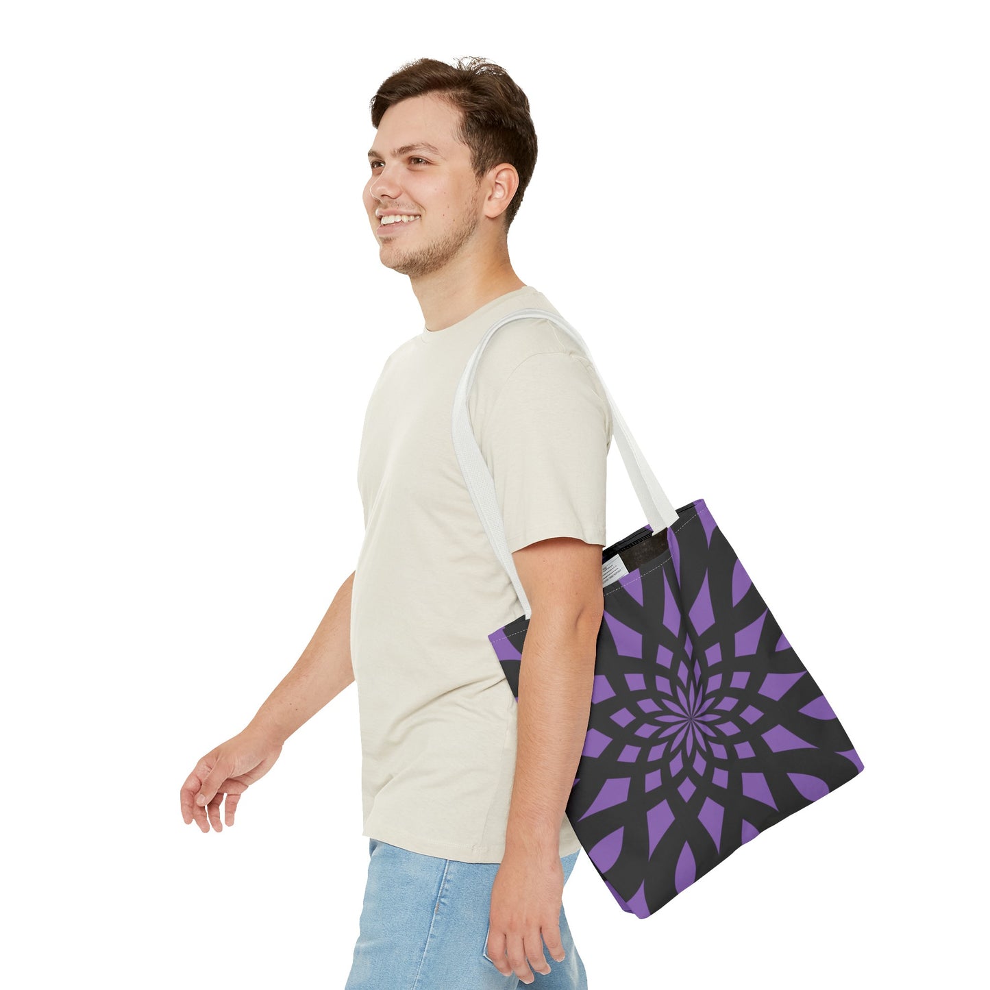 Tote Bag Mandala black-light purple - Made in USA - Free Shipping