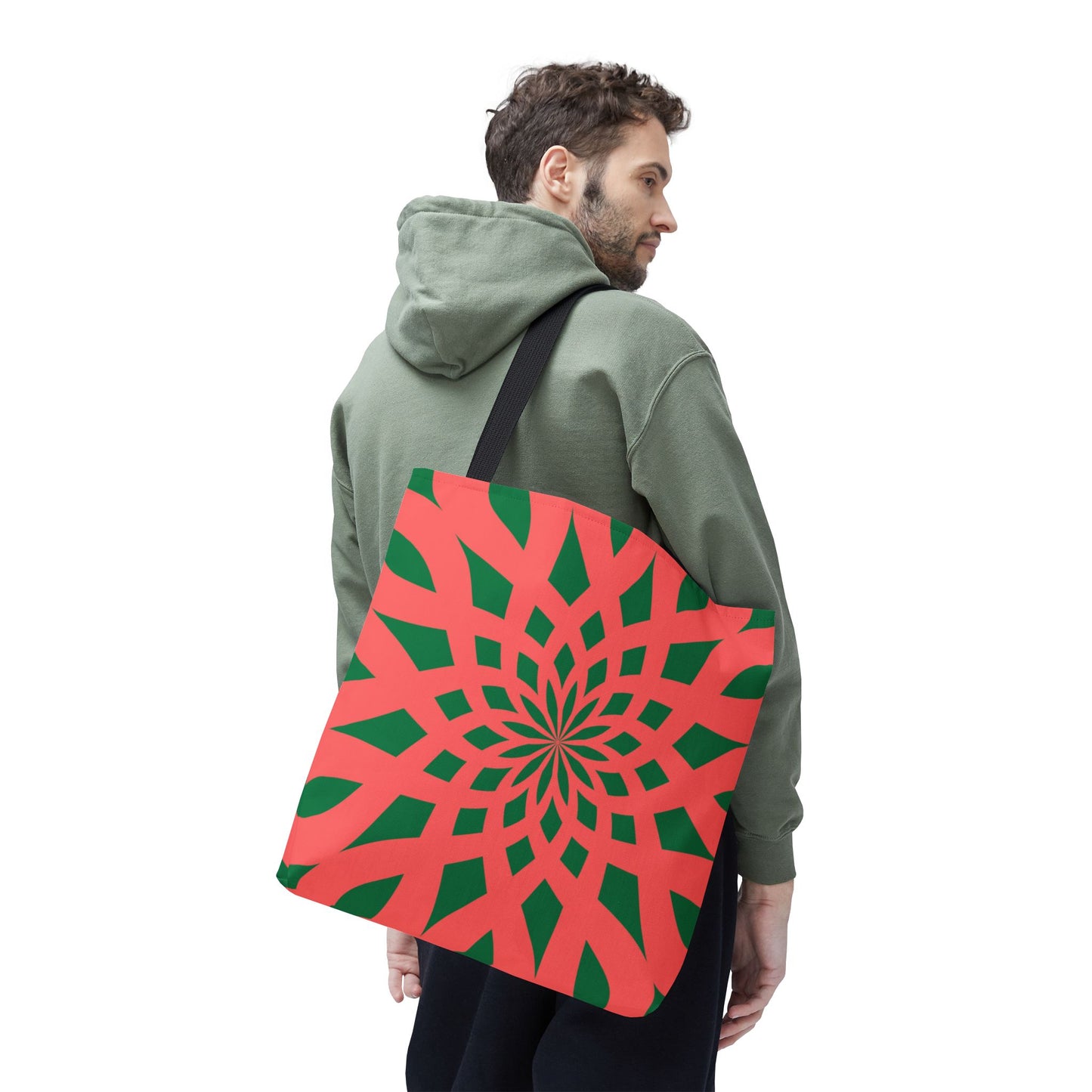 Tote Bag Mandala red-green - Made in USA - Free Shipping
