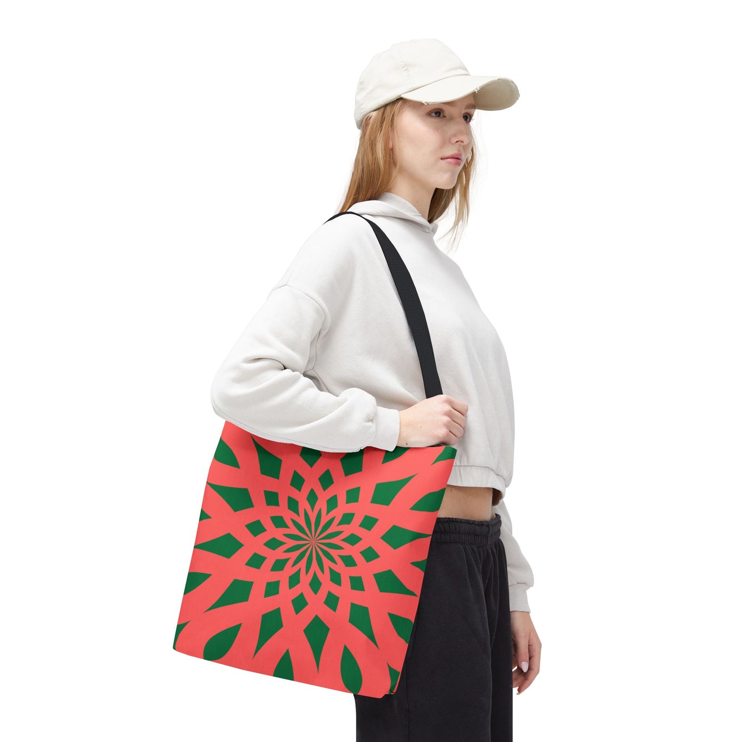 Tote Bag Mandala red-green - Made in USA - Free Shipping