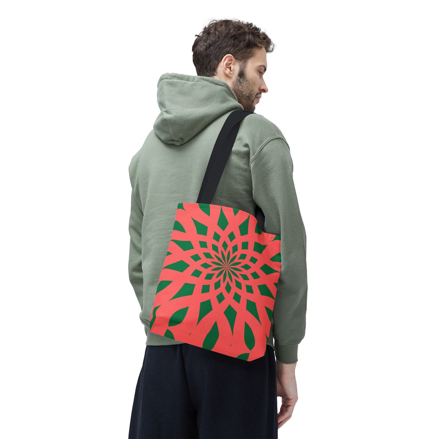 Tote Bag Mandala red-green - Made in USA - Free Shipping