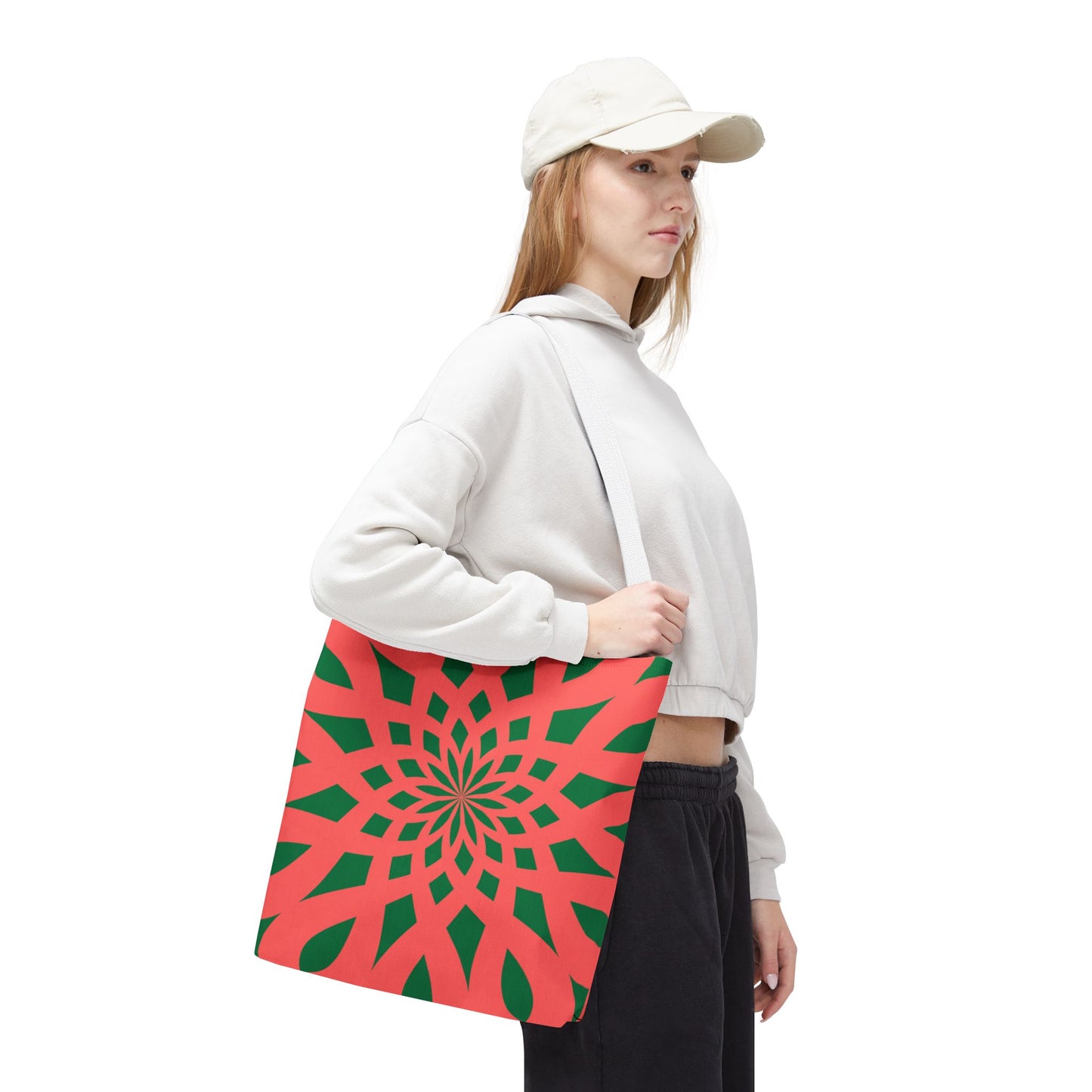 Tote Bag Mandala red-green - Made in USA - Free Shipping