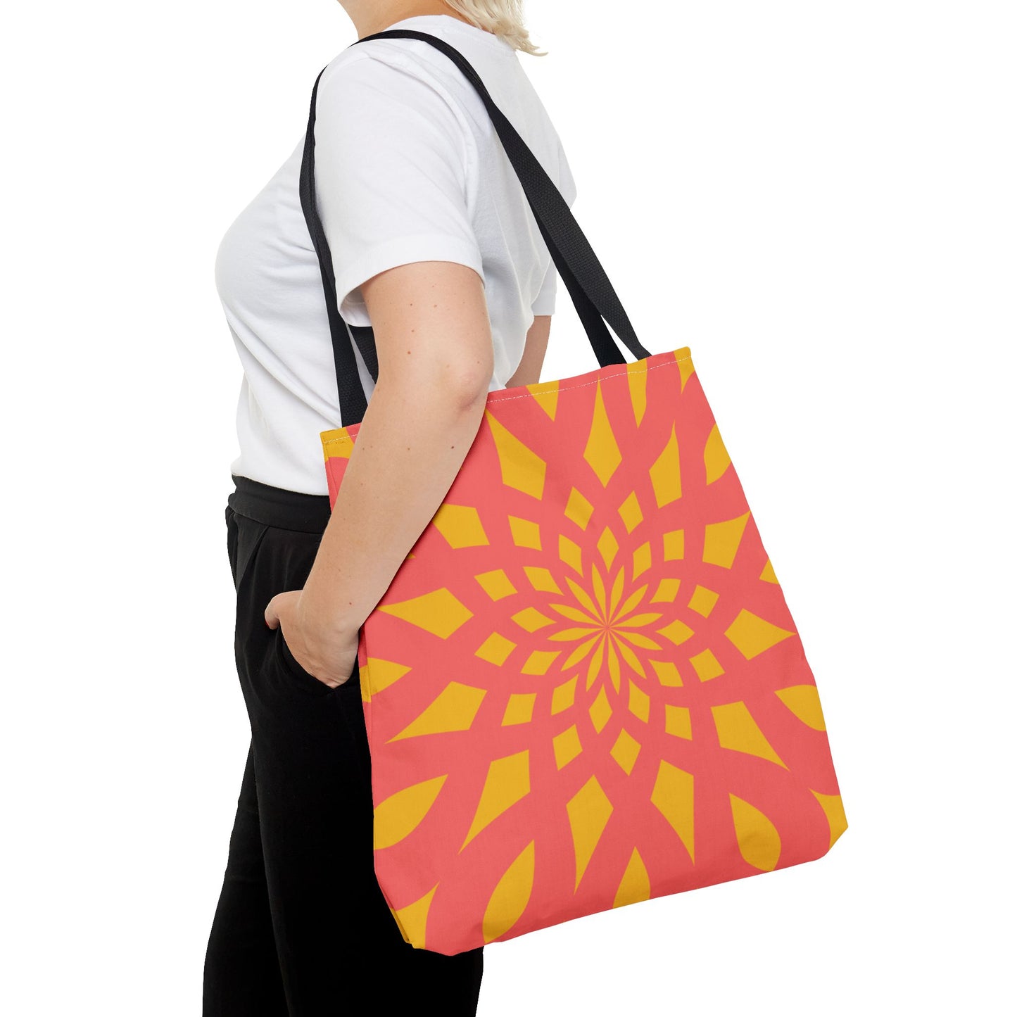 Tote Bag Mandala red-yellow - Made in USA - Free Shipping
