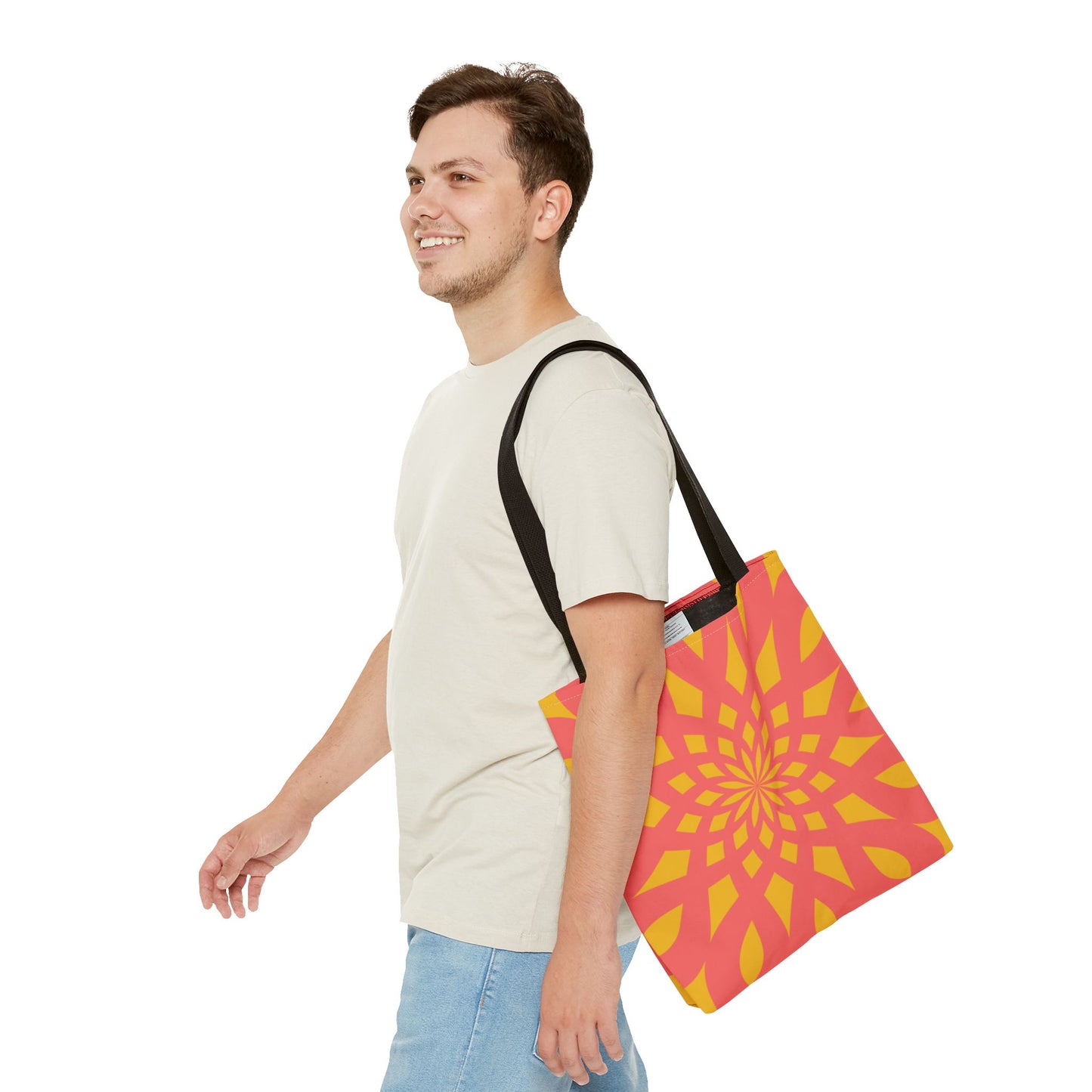 Tote Bag Mandala red-yellow - Made in USA - Free Shipping