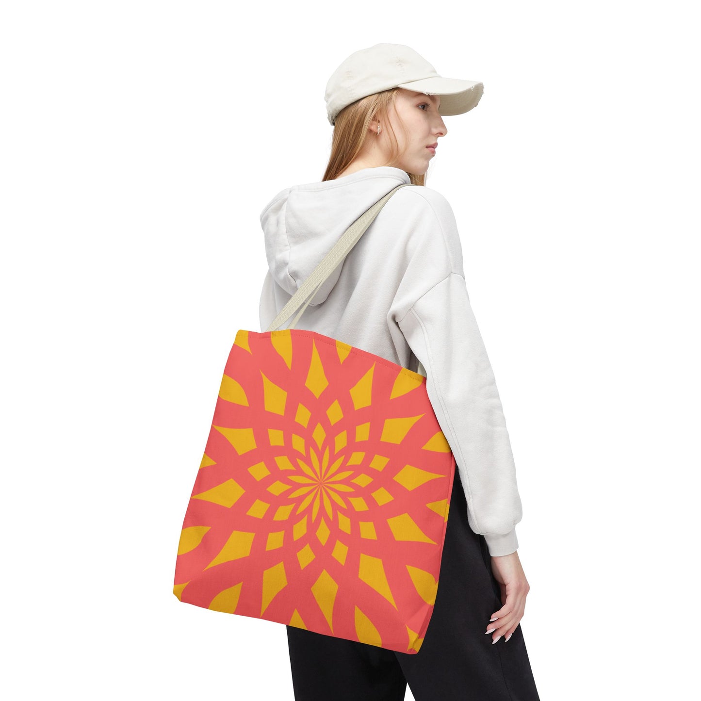 Tote Bag Mandala red-yellow - Made in USA - Free Shipping