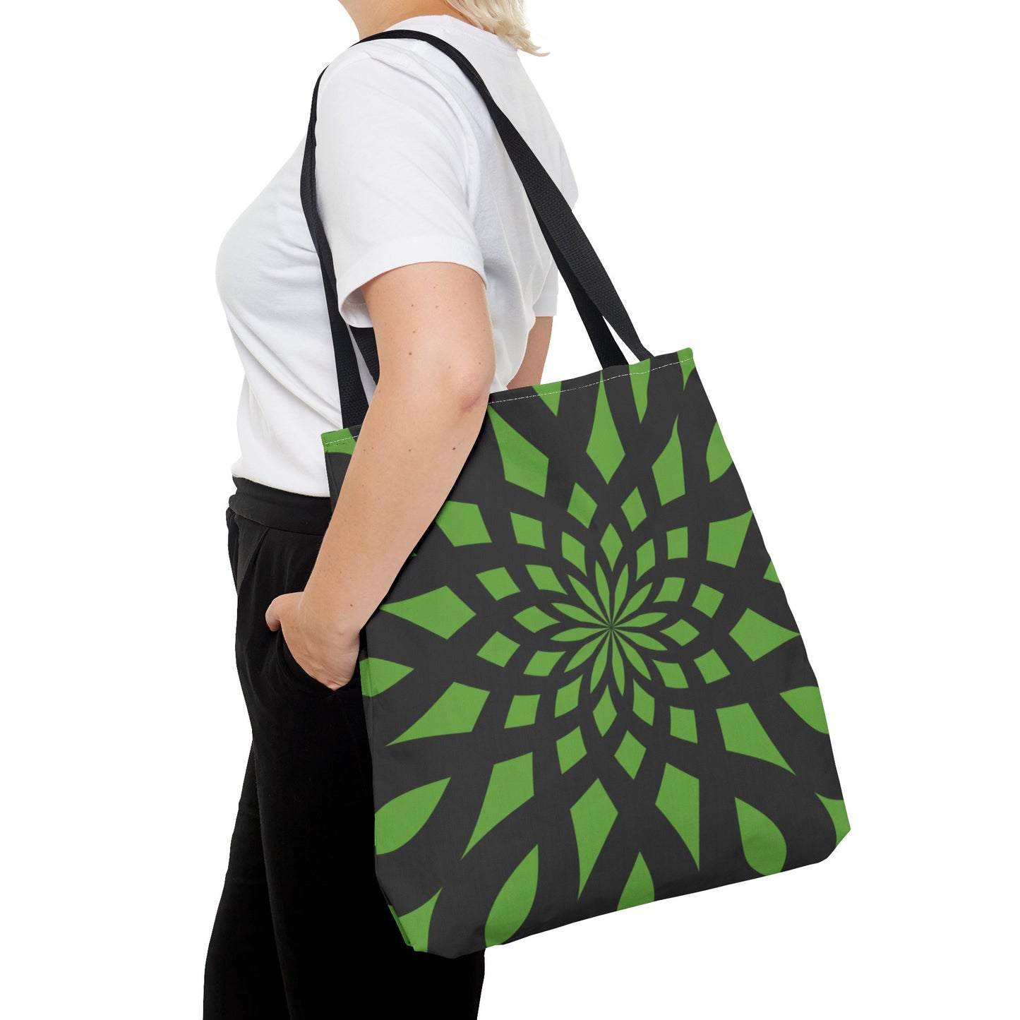 Tote Bag Mandala black-green - Made in USA - Free Shipping
