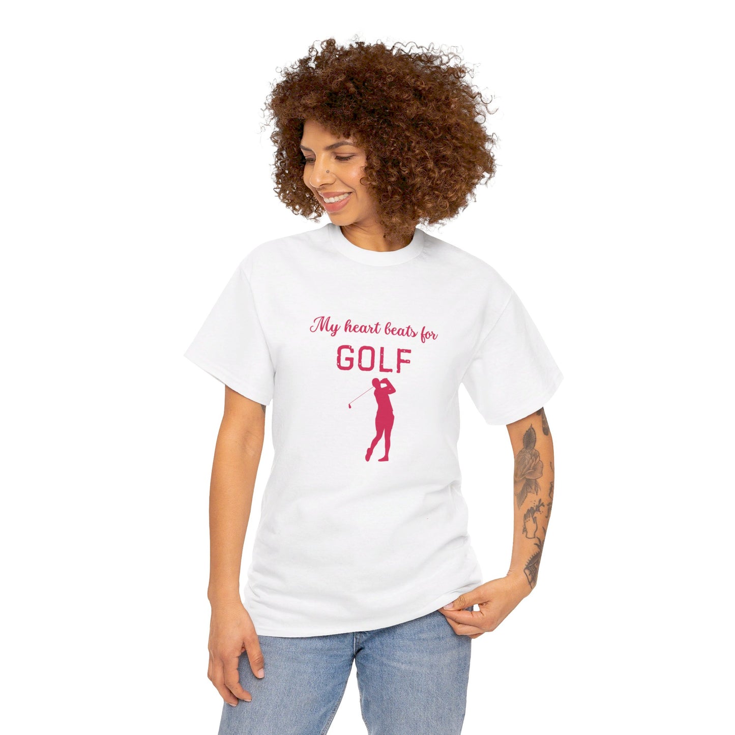 My Heart Beats for Golf Heavy Cotton Tee