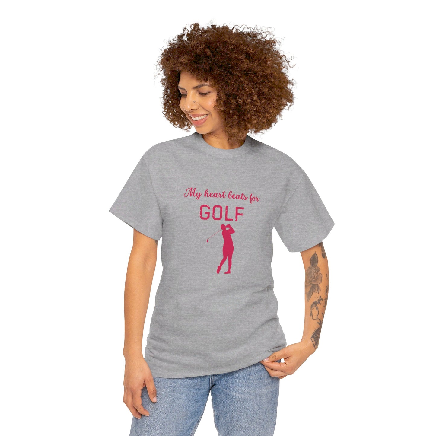 My Heart Beats for Golf Heavy Cotton Tee