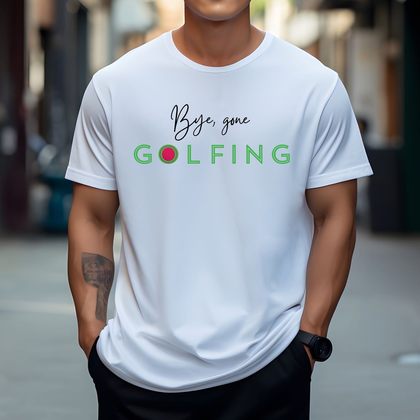 Heavy Cotton Classic Golf T-Shirt with a Hint of Magenta Bye Gone Golfing