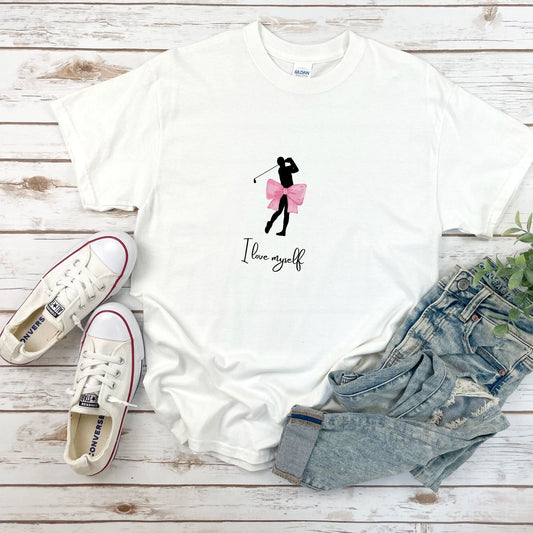 Heavy Cotton Golf Tee - Bold and Playful I Love Myself