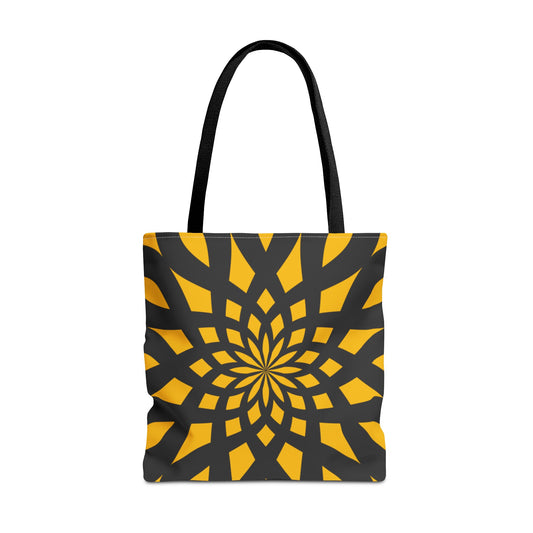 Tote Bag Mandala black-yellow - Made in USA - Free Shipping