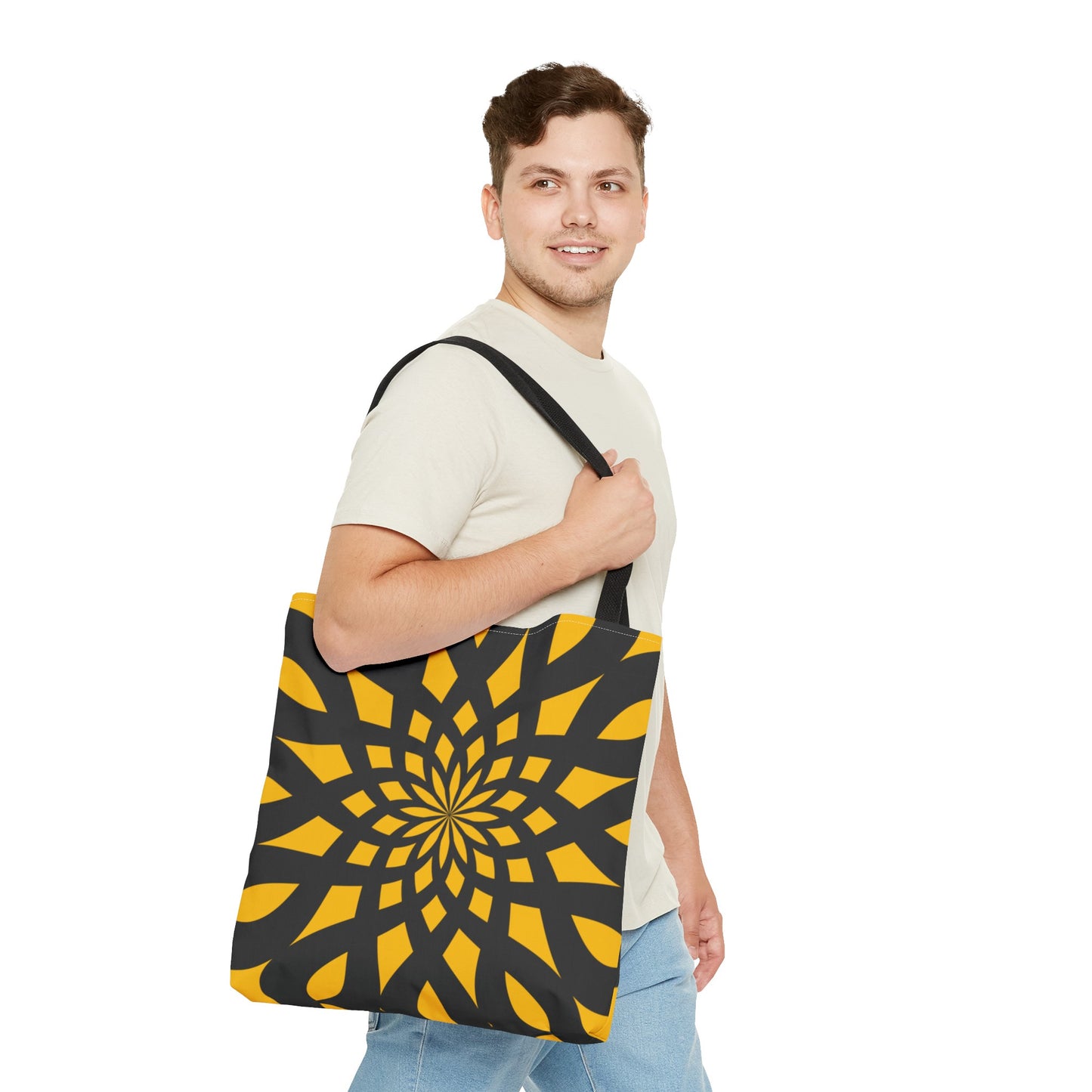 Tote Bag Mandala black-yellow - Made in USA - Free Shipping