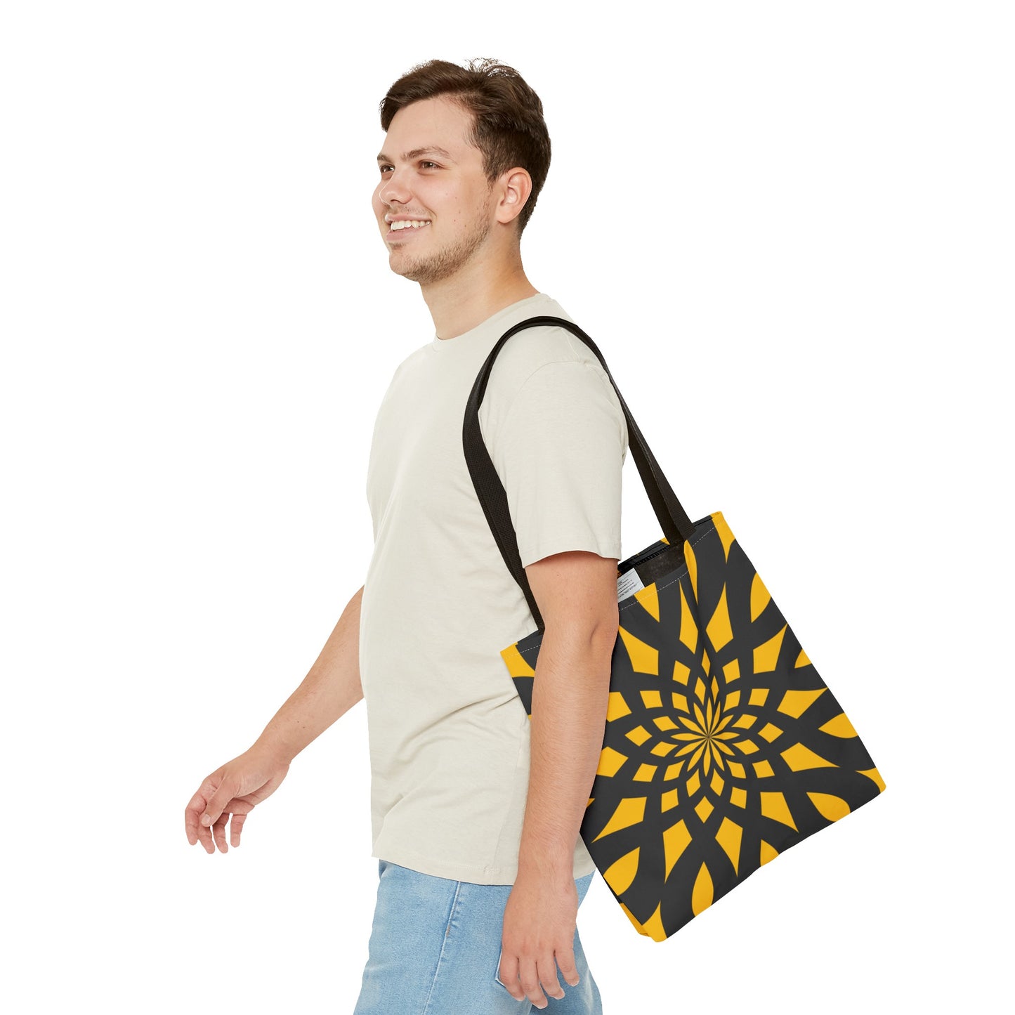 Tote Bag Mandala black-yellow - Made in USA - Free Shipping