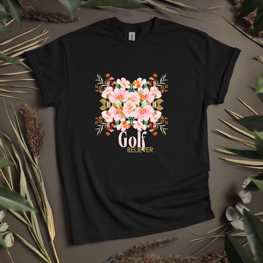 Heavy Cotton Vibrant Floral Print Golf Believer T-Shirt