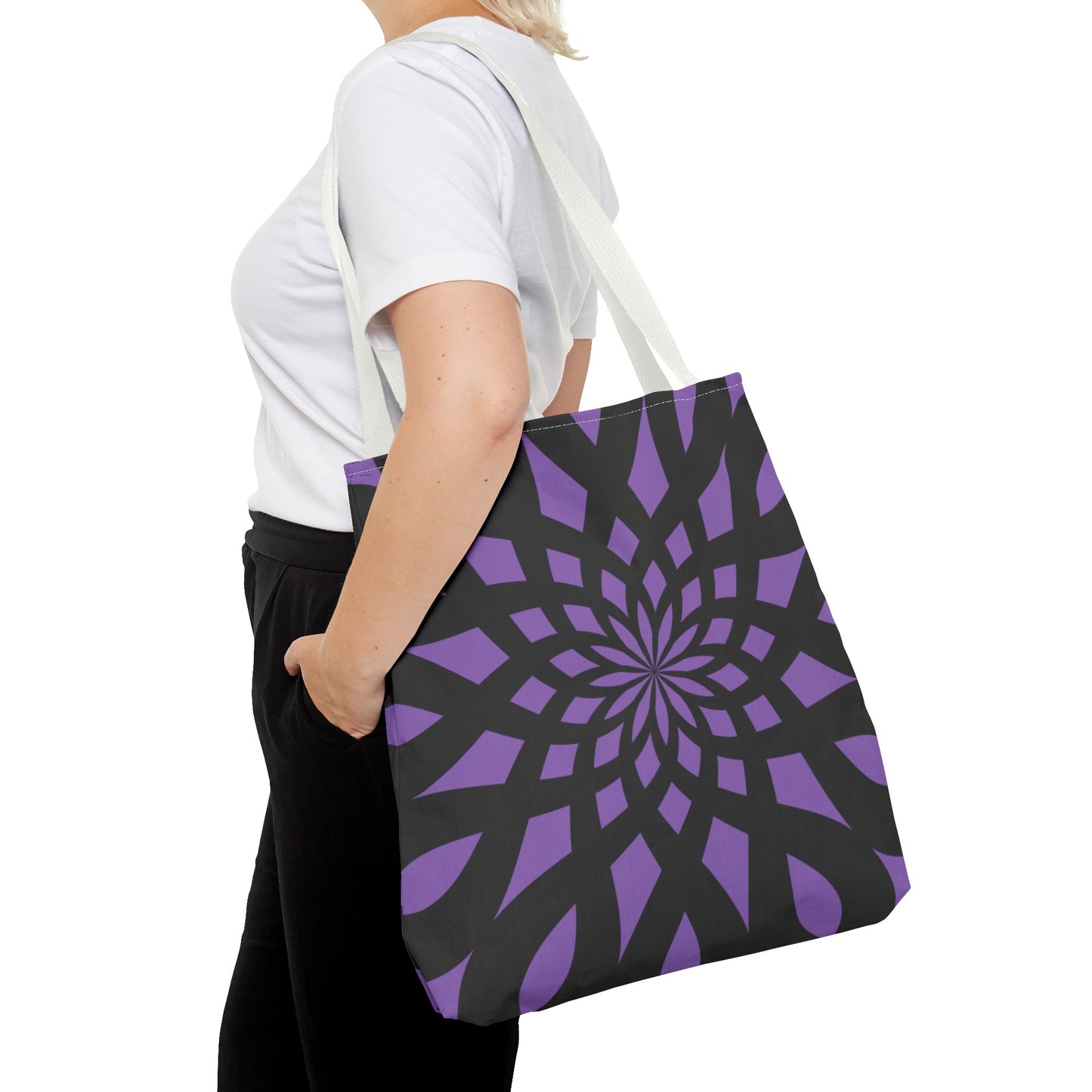 Tote Bag Mandala black-light purple - Made in USA - Free Shipping