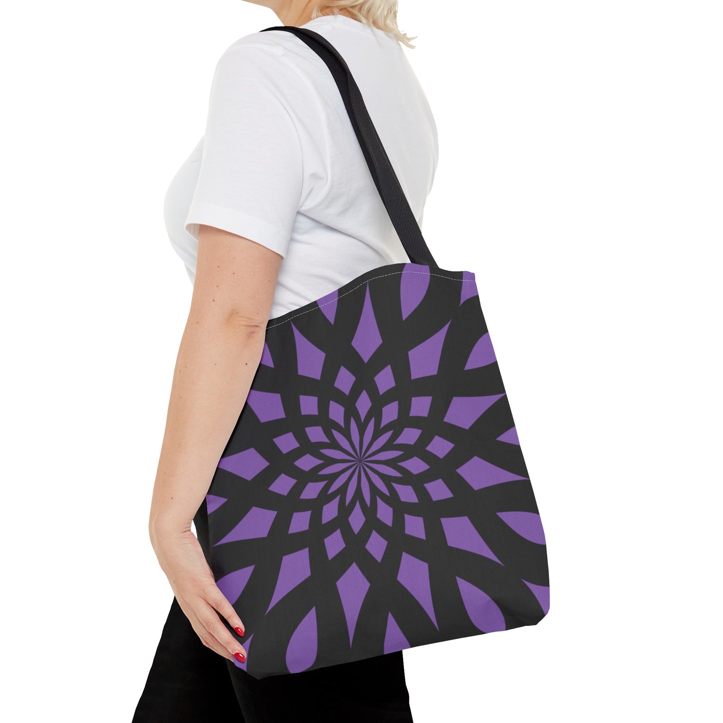 Tote Bag Mandala black-light purple - Made in USA - Free Shipping