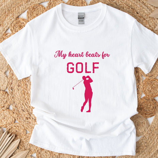 My Heart Beats for Golf Heavy Cotton Tee