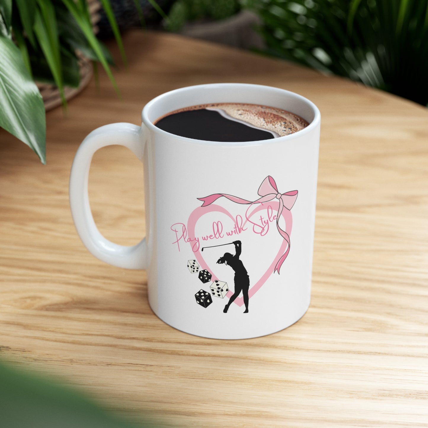Play Well With Style Golf Themed White Ceramic Mug, 11 oz