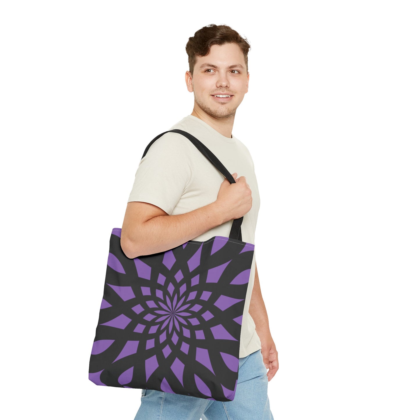 Tote Bag Mandala black-light purple - Made in USA - Free Shipping