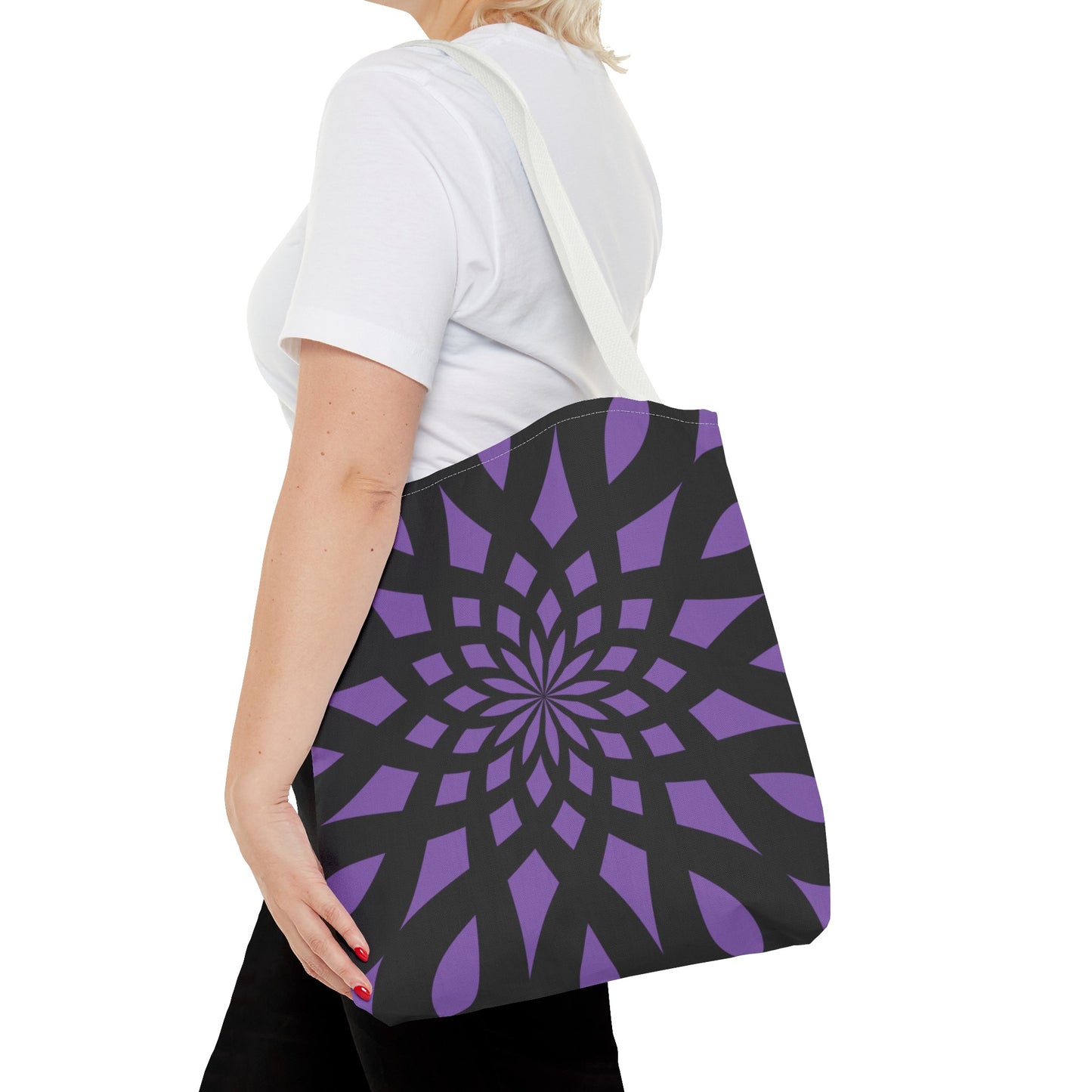 Tote Bag Mandala black-light purple - Made in USA - Free Shipping