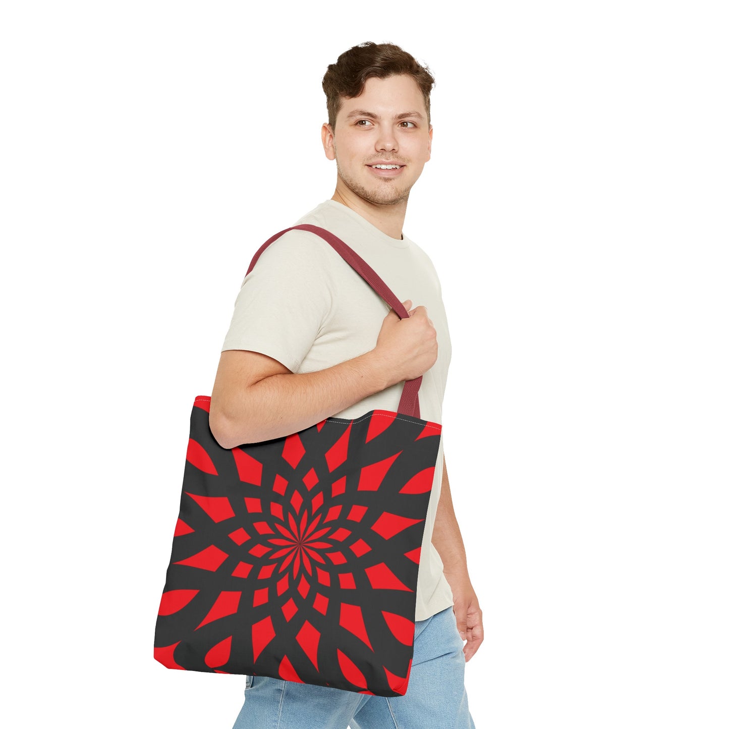 Mandala Black and Red Tote Bag - Made in USA - Free Shipping