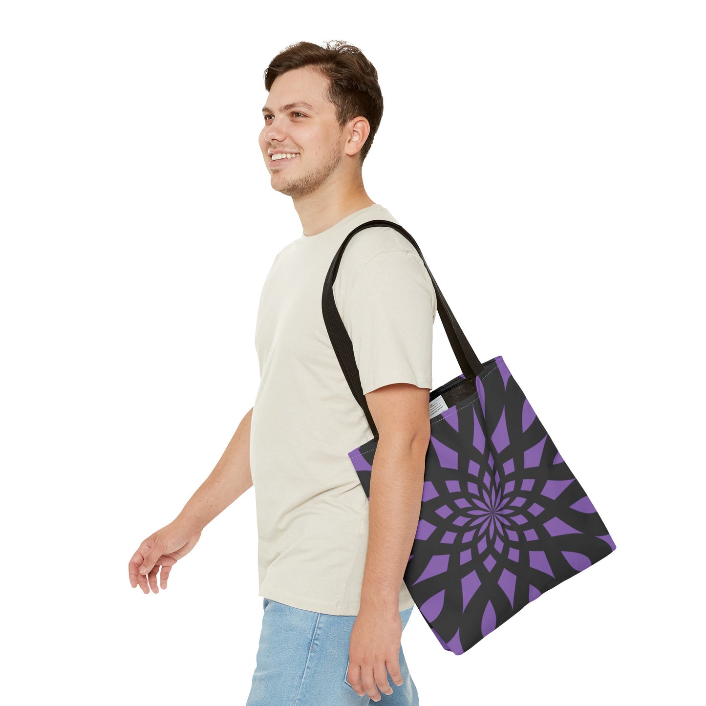 Tote Bag Mandala black-light purple - Made in USA - Free Shipping