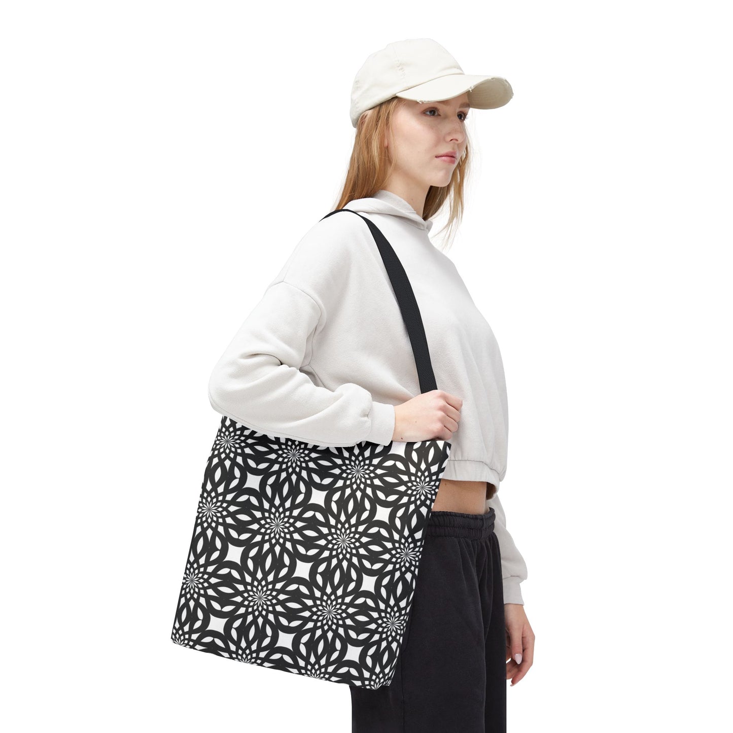 Tote Bag Mandala black and white - Made in USA - Free Shipping