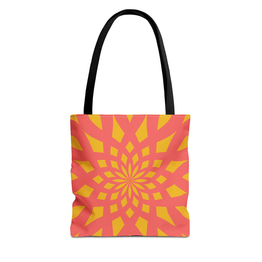 Tote Bag Mandala red-yellow - Made in USA - Free Shipping
