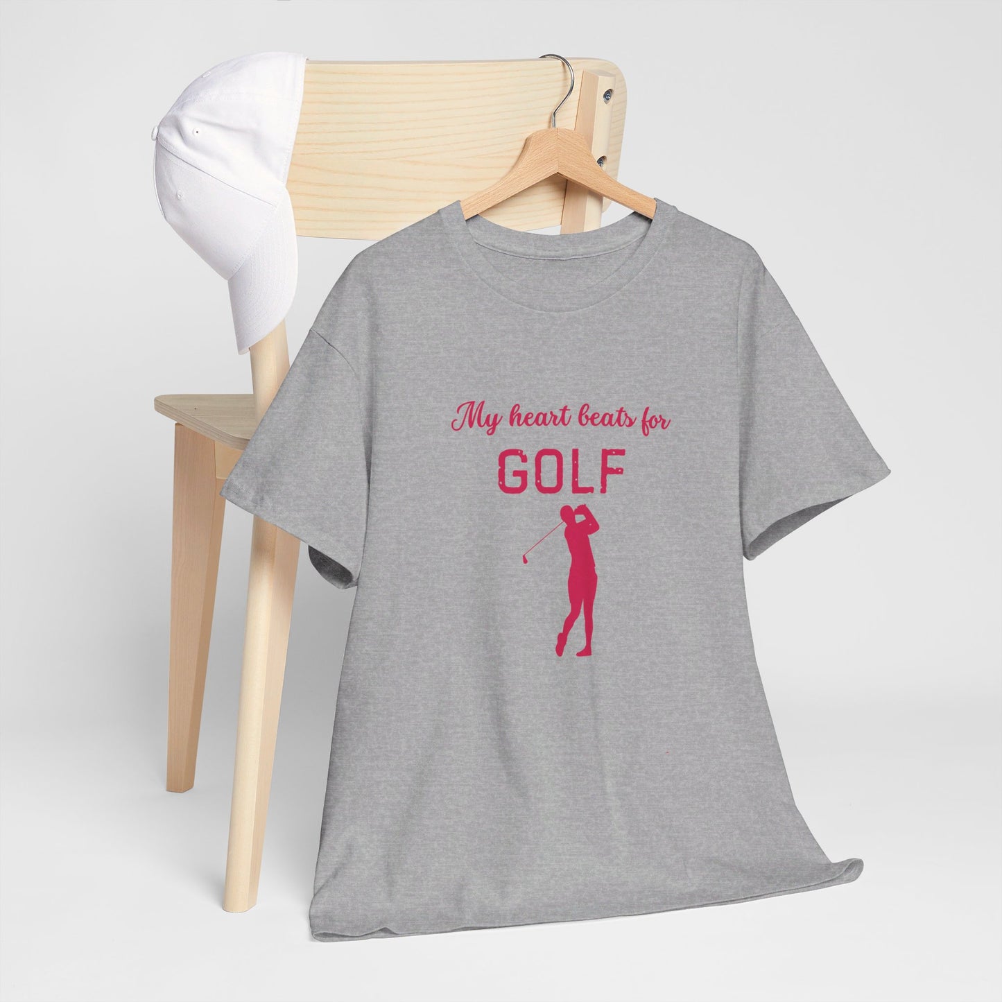 My Heart Beats for Golf Heavy Cotton Tee